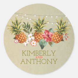 Ananas-Hochzeit Runder Aufkleber