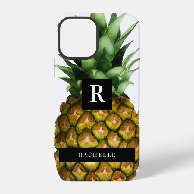 Ananas & Ihr Name & Monogramm iPhone Hülle (Rückseite)