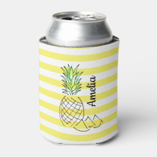Ananas Illustration Gelbe Streifen Sommer Dosenkühler