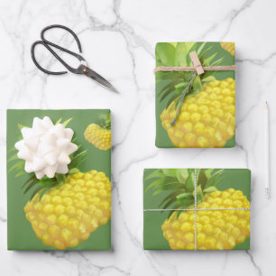 Ananas-Illustration Geschenkpapier Set