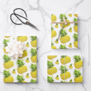Ananas-Illustration Geschenkpapier Set