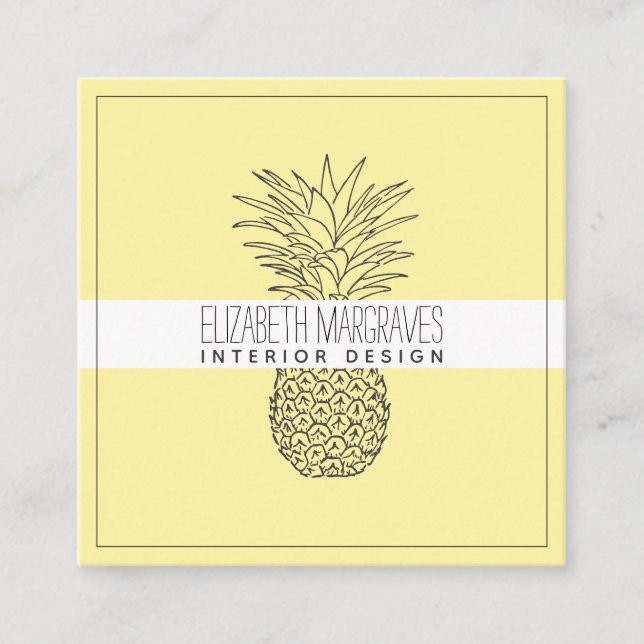 Ananas Illustration Räume Designer Square Bu Quadratische Visitenkarte (Vorderseite)
