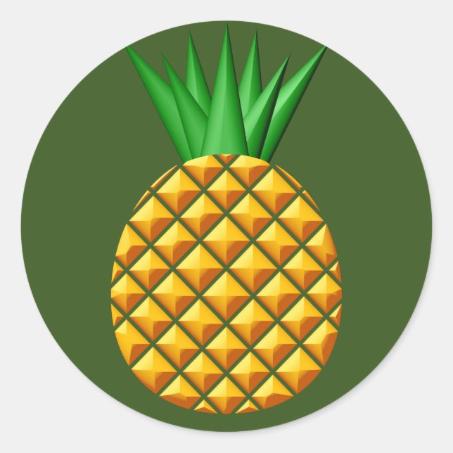 Ananas im grünen Hintergrund Runder Aufkleber (Vorderseite)