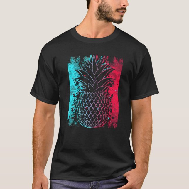 Ananas im Techno-Farbfestival Synthesizer Wh T-Shirt (Vorderseite)