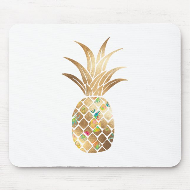 Ananas, Imitate Gold+Collage Mousepad (Vorne)