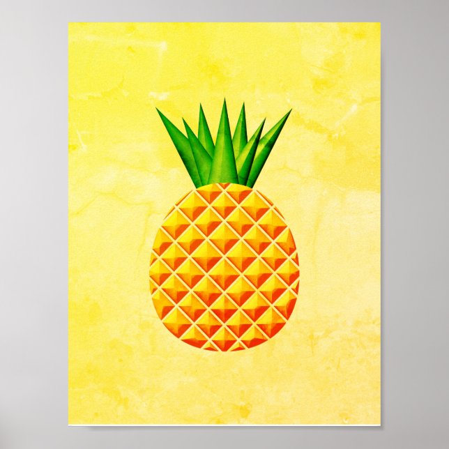 Ananas in Gelb und Grün Poster (Vorne)