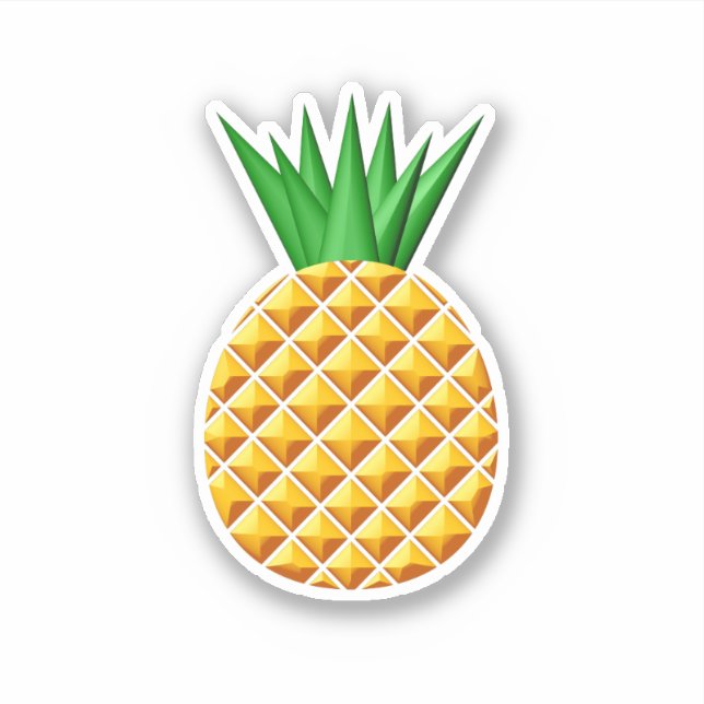 Ananas, in Gelb und Grün Zeichnend Aufkleber (Vorderseite)