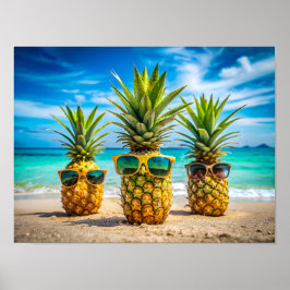 Ananas in stylischen Sonnenbrillen Poster