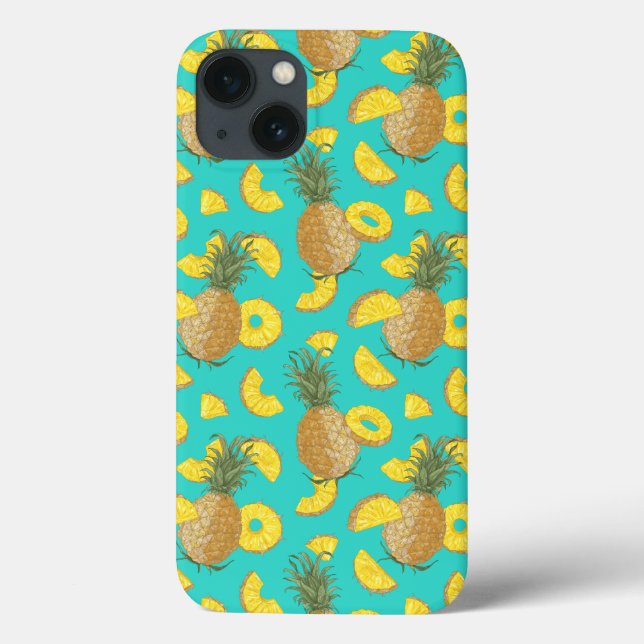 Ananas in türkisfarbener Farbe Case-Mate iPhone Hülle (Rückseite)