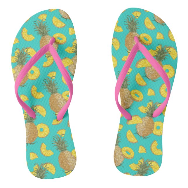 Ananas in türkisfarbener Farbe Flip Flops (Fußbett)