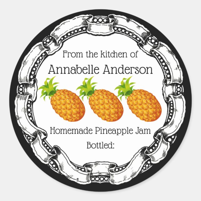 Ananas-Jam-Label personalisieren Runder Aufkleber (Vorderseite)