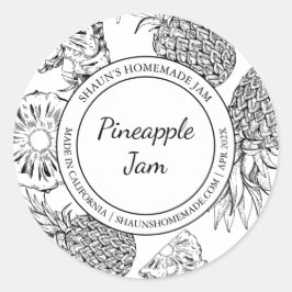 Ananas-Jam-Sketch Modernes Label Runder Aufkleber