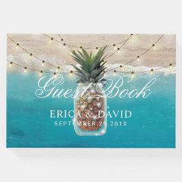 Ananas Jar String Lights Tropical Beach Wedding Gästebuch