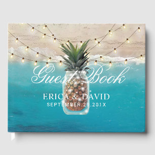 Ananas Jar String Lights Tropical Beach Wedding Gästebuch