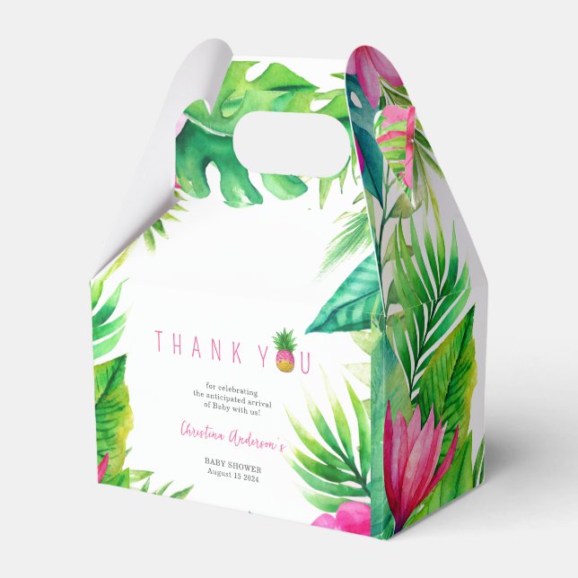 Ananas Jungle Schnuller Pink Girl Baby Dusche Geschenkschachtel (Vorderseite)