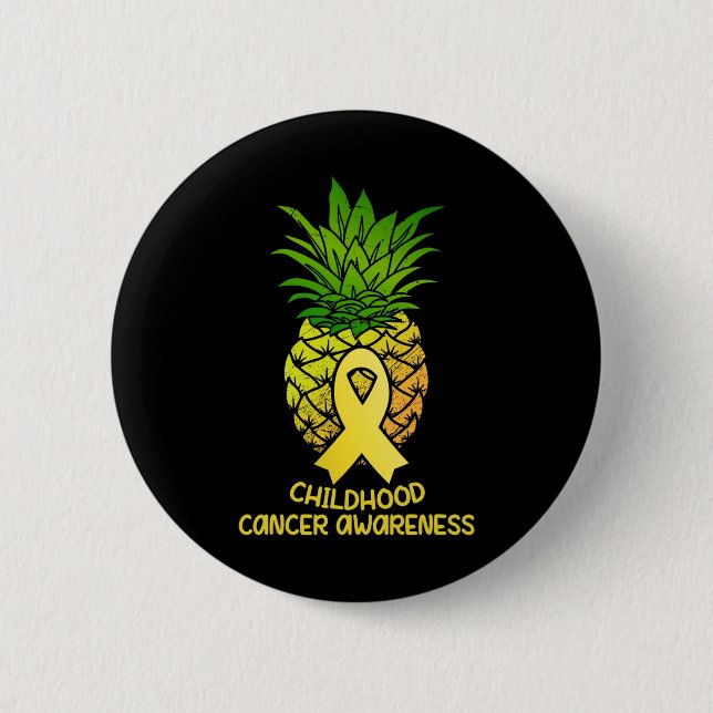 Ananas Kinder Krebs Aufklärung Geschenk Button (Vorderseite)