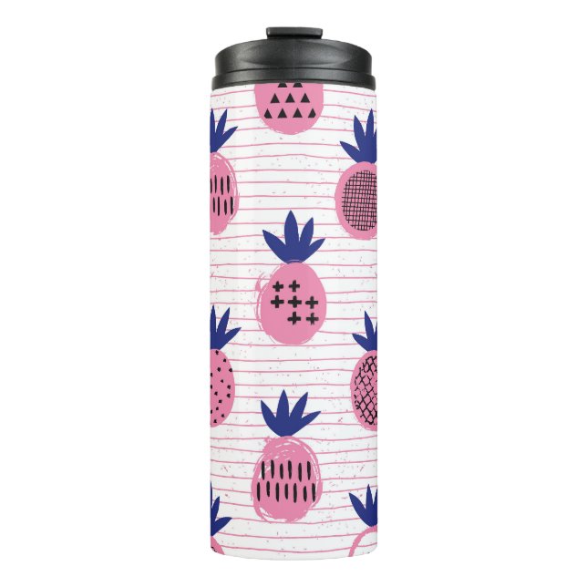 Ananas-Kinderdesign, Vintages Muster. Thermosbecher (Vorderseite)