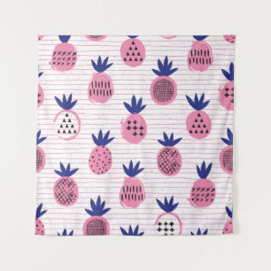Ananas-Kinderdesign, Vintages Muster. Wandteppich
