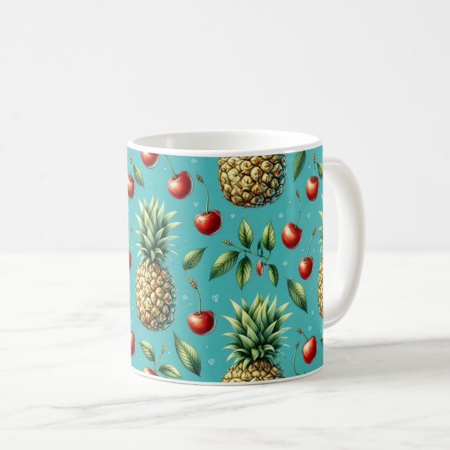 Ananas Kirsch Glückseligkeit Kaffeetasse (VorderseiteRechts)