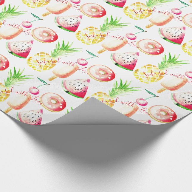 Ananas, Kirschen, Donuts, Eiscreme, Wassermelone Geschenkpapier (Ecke)