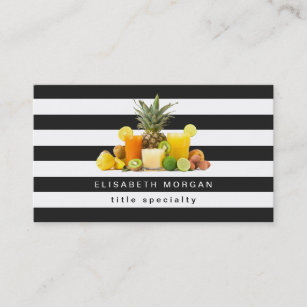 Ananas Kiwi Fruchtsaft - Schwarz-weiße Streifen Visitenkarte