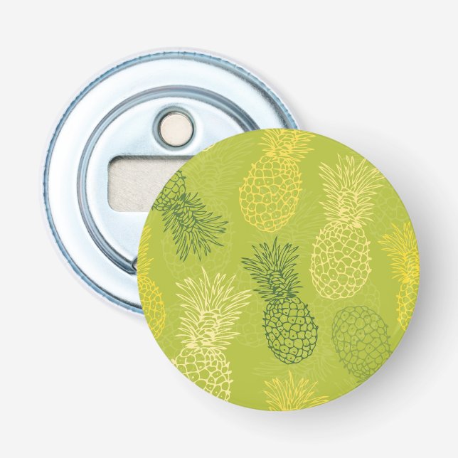 Ananas-Kontur-Muster auf Grün Flaschenöffner (Vorderseite)