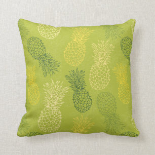 Ananas-Kontur-Muster auf Grün Kissen