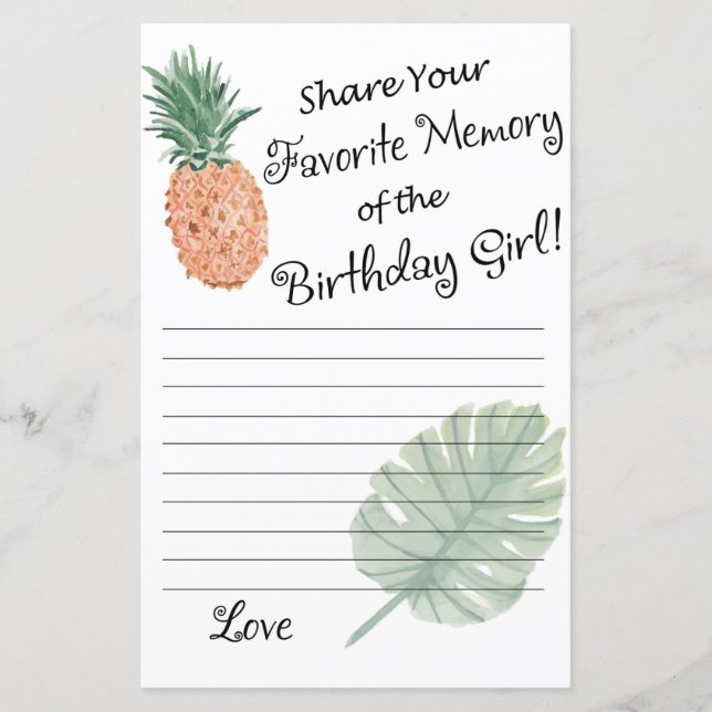 Ananas Lieblings-Erinnerung an das Geburtstagskind (Vorderseite)