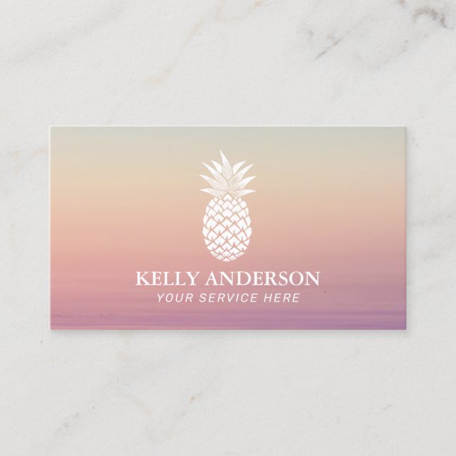 Ananas-Logo Elegant Pastel Ombre Visitenkarte (Vorderseite)