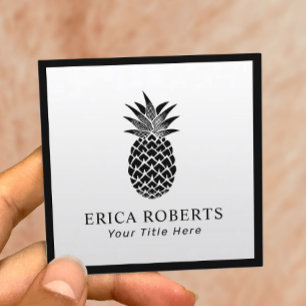 Ananas-Logo Minimalistisch Elegant Schwarzer Rahme Quadratische Visitenkarte