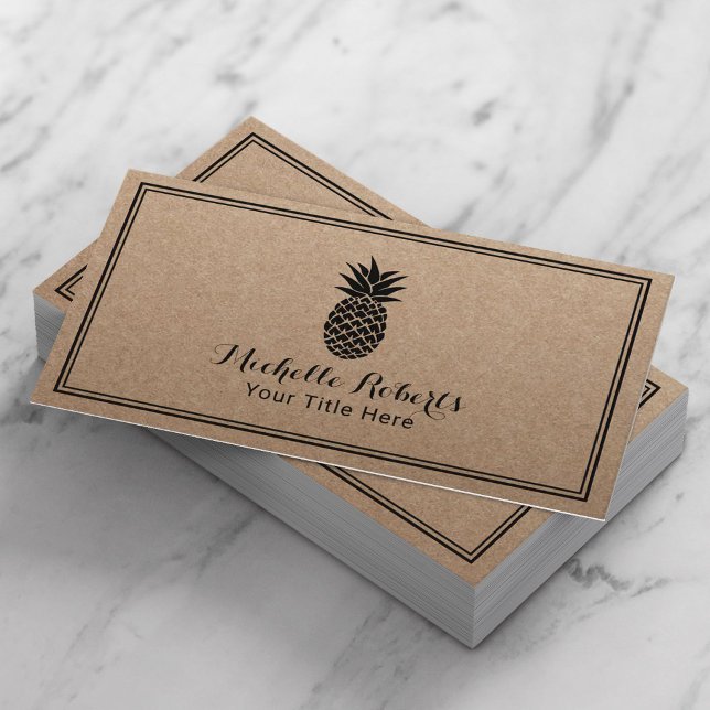 Ananas-Logo Minimalistisch Rustikale Kraft Visitenkarte (Von Creator hochgeladen)