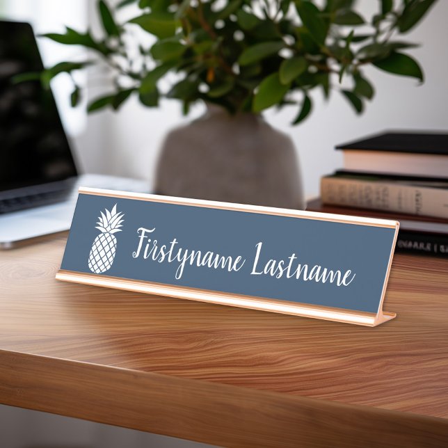 Ananas-Logo und Name des benutzerdefinierten Skrip Schreibtischnamensplakette (Professional Name Plate with Custom Name)