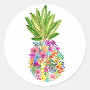 Ananas, Luau, Ananas zum Geburtstag, Hula Runder Aufkleber