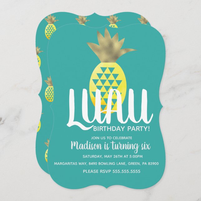 Ananas LUAU Geburtstagsparty jeden Alters Einladung (Vorne/Hinten)