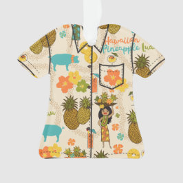 Ananas Luau Hawaiian Hula Girl Aloha Shirt Ornament