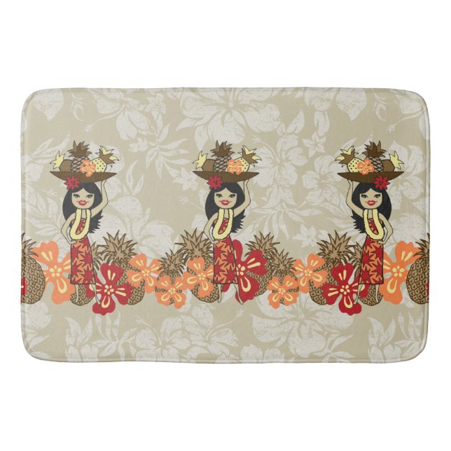 Ananas Luau Hawaiian Hula Girl Badematte (Vorderseite)