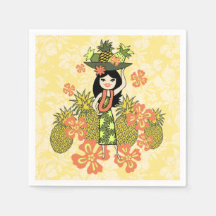 Ananas Luau Hawaiian Hula Girl Serviette