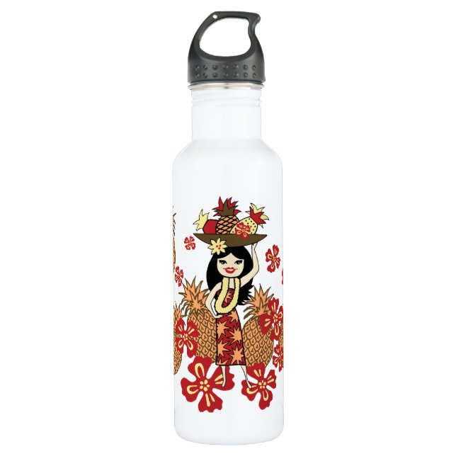 Ananas Luau Hawaiian Hula Girl Trinkflasche (Vorderseite)