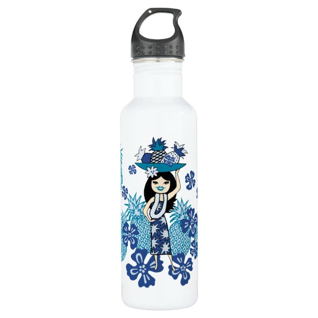 Ananas Luau Hawaiian Hula Girl Trinkflasche (Vorderseite)