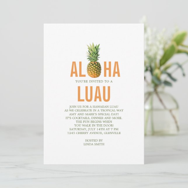 Ananas-Luau-Party Einladung (Stehend Vorderseite)