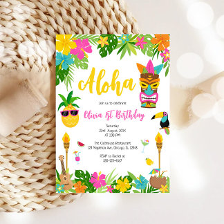 Ananas Mädchen Geburtstag Aloha Hawaii Sommer Einladung