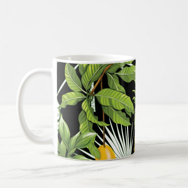 Ananas Mango: Schwarze Vintage Illustration. Kaffeetasse (Links)