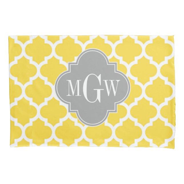 Ananas, Marokkanisch #5 Dk Gray 3 Initial Monogram Kissenbezug (Vorderseite)