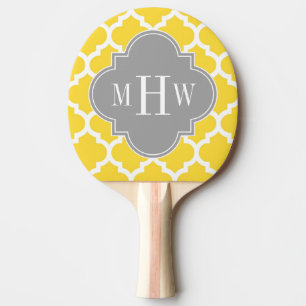 Ananas, Marokkanisch #5 Dk Gray 3 Initial Monogram Tischtennis Schläger