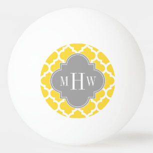 Ananas, Marokkanisch #5 Dk Gray 3 Initial Monogram Tischtennisball