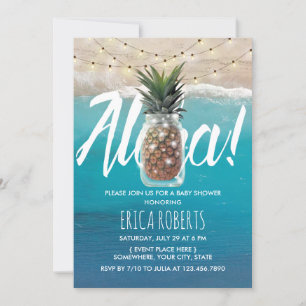 Ananas Mason Jar Aloha Beach Baby Dusche Einladung