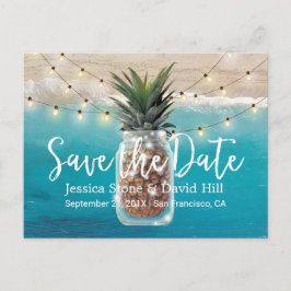 Ananas Mason Jar Beach Hochzeit Save the Date Ankündigungspostkarte