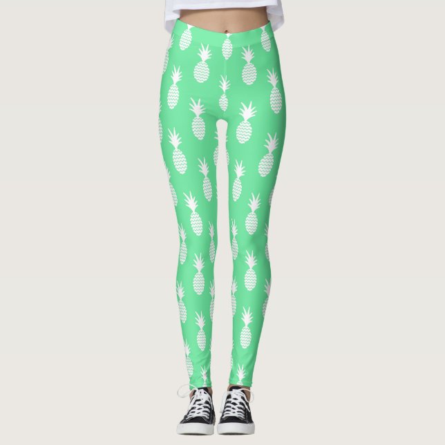 Ananas-Minzmuster 2 Leggings (Vorderseite)
