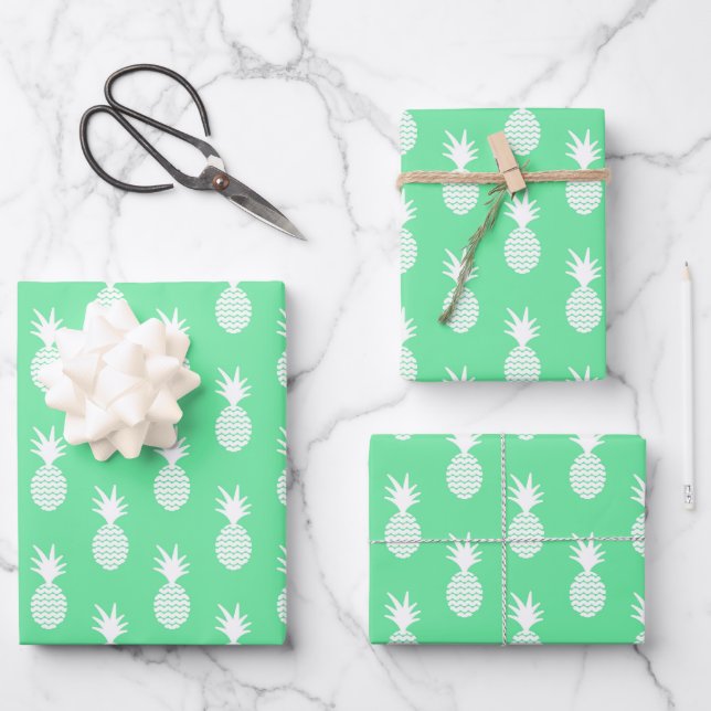 Ananas-Minzmuster Geschenkpapier Set (Vorderseite)
