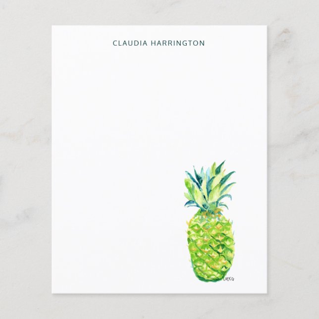 Ananas mit Aquarellfarben, farbenfroh Boho handGez (Vorderseite)